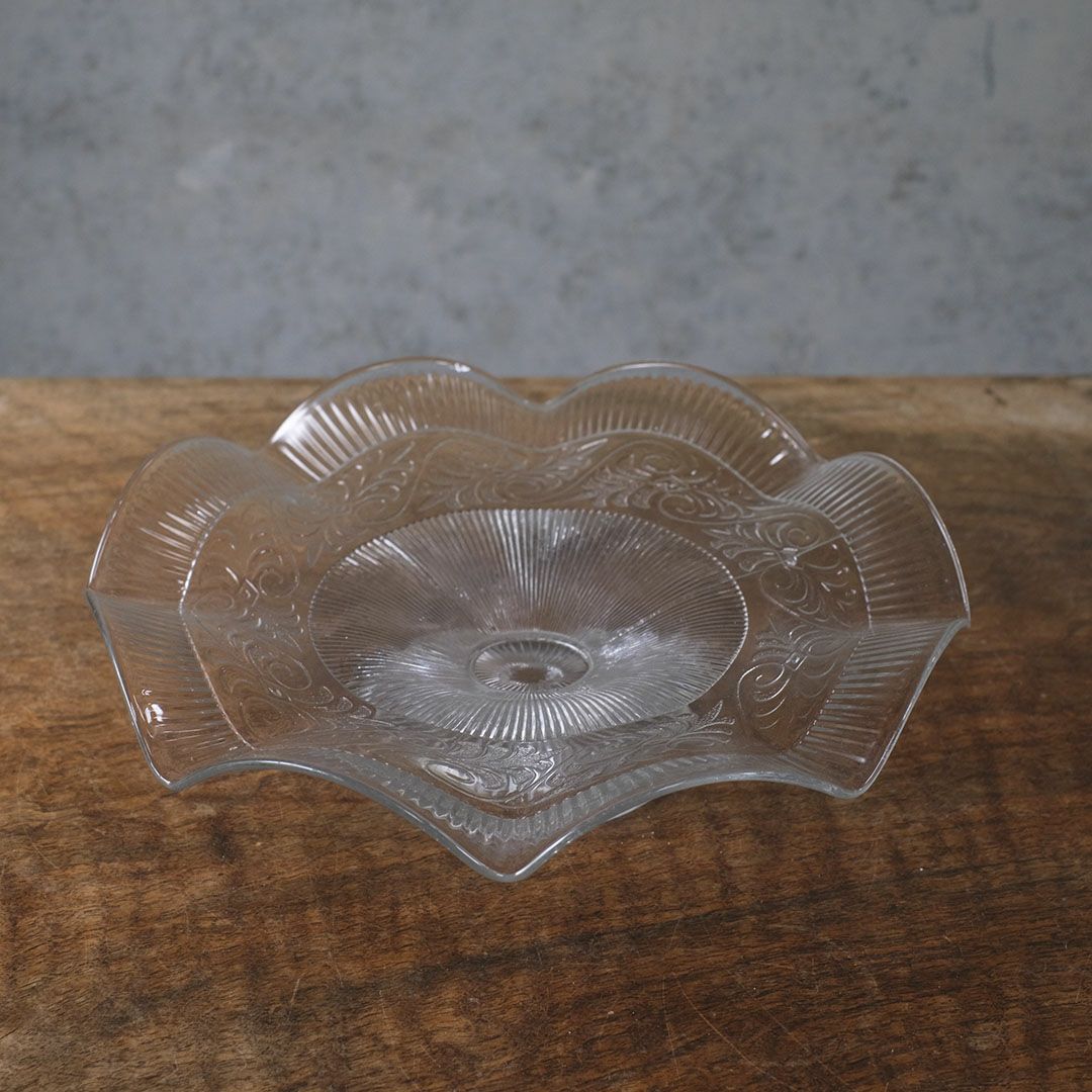 アンティークガラスコンポート フランス フルーツスタンド フリル3