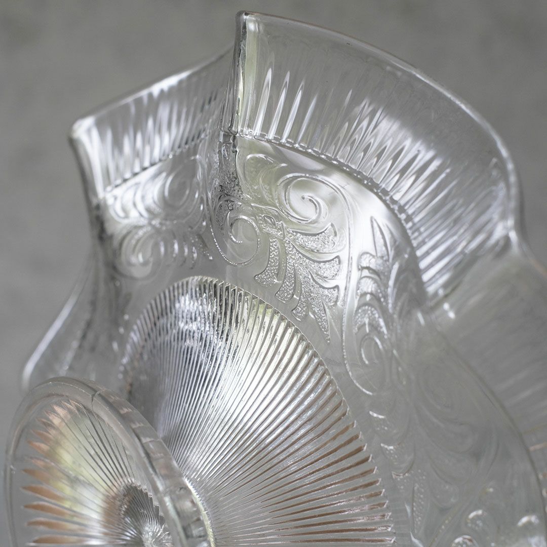 アンティークガラスコンポート フランス フルーツスタンド フリル5