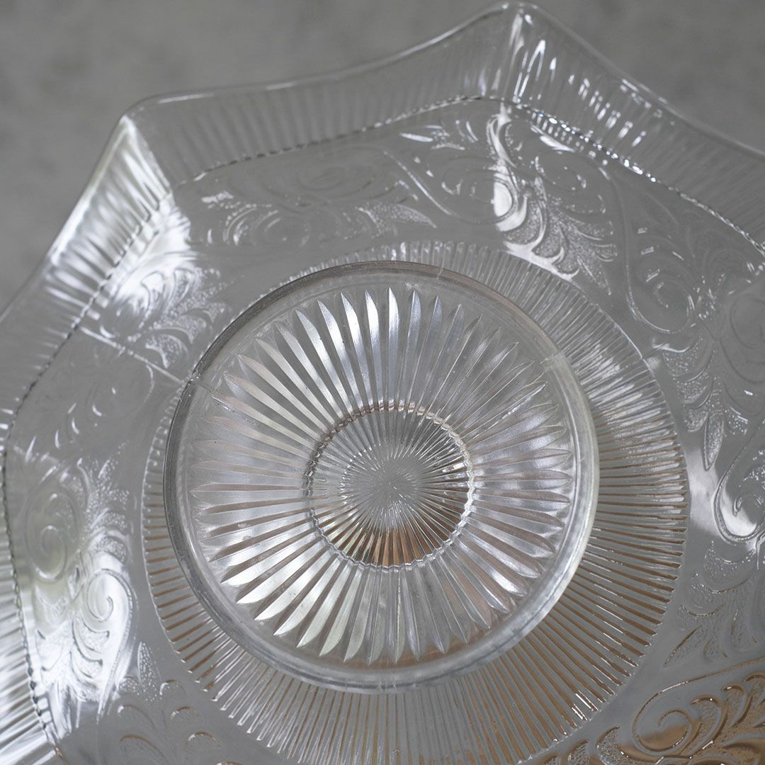 アンティークガラスコンポート フランス フルーツスタンド フリル6