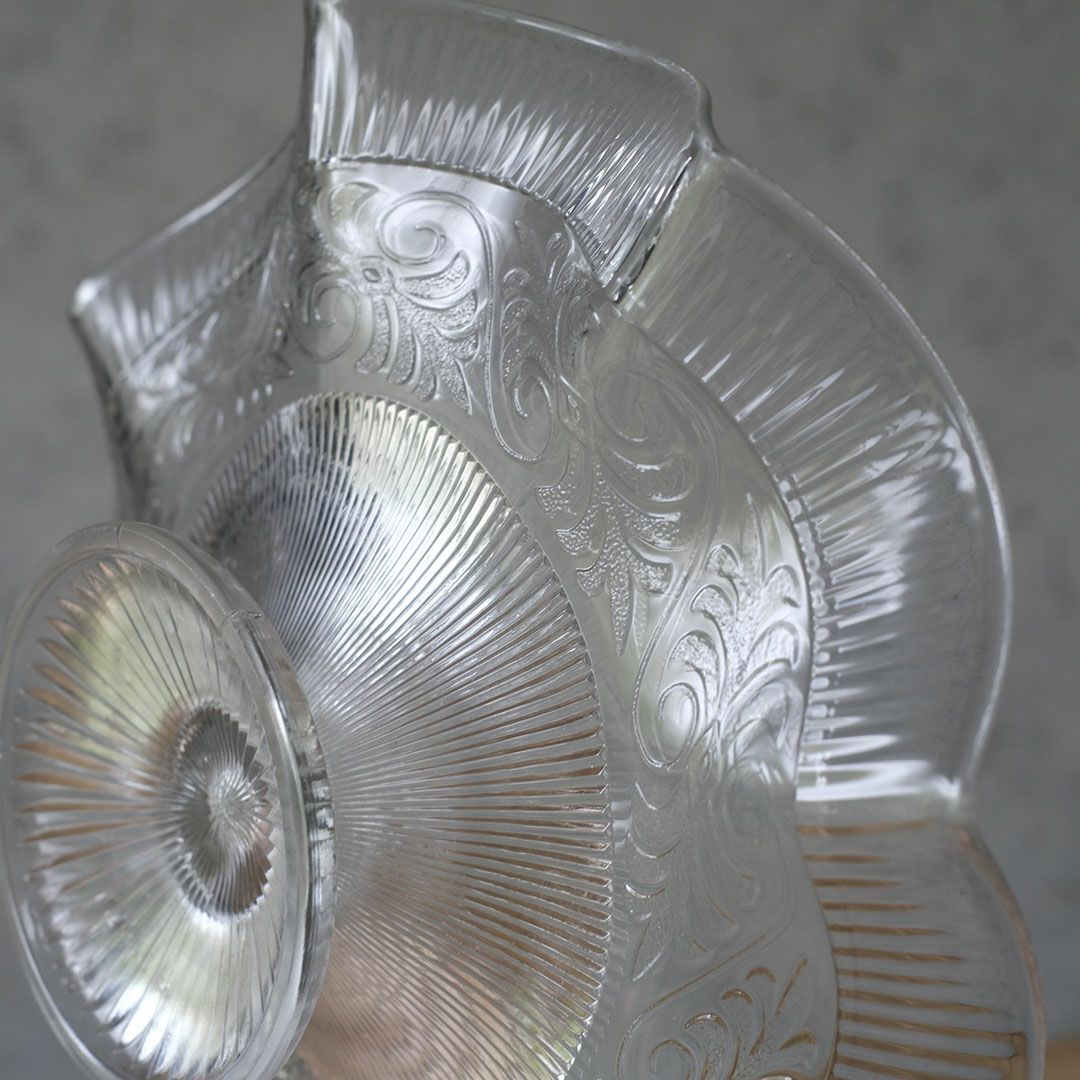 アンティークガラスコンポート フランス フルーツスタンド フリル7