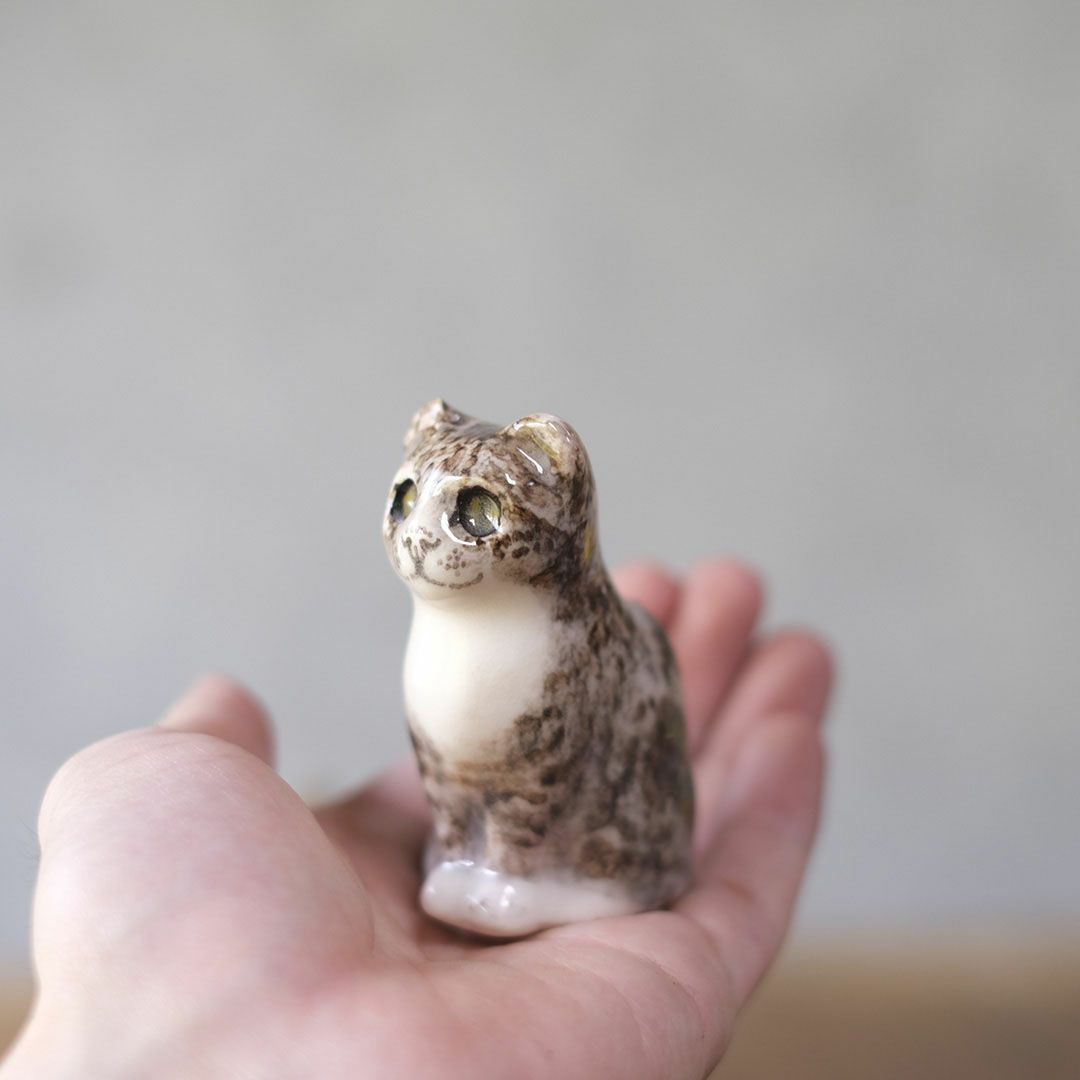 ヴィンテージ ウィンスタンレーキャット ケンジントンキャット キジ白 ミニ イギリス 陶芸作家Jenny Winstanley 置物3
