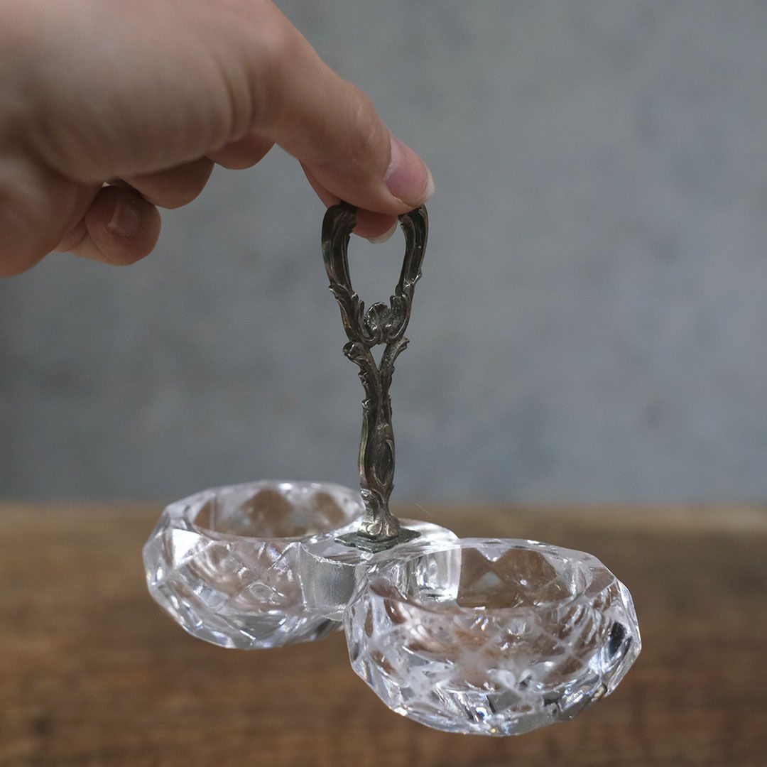 フランスアンティーク サリエール （塩入れ）小さなガラス製スパイスディッシュ/アンティーク食器3