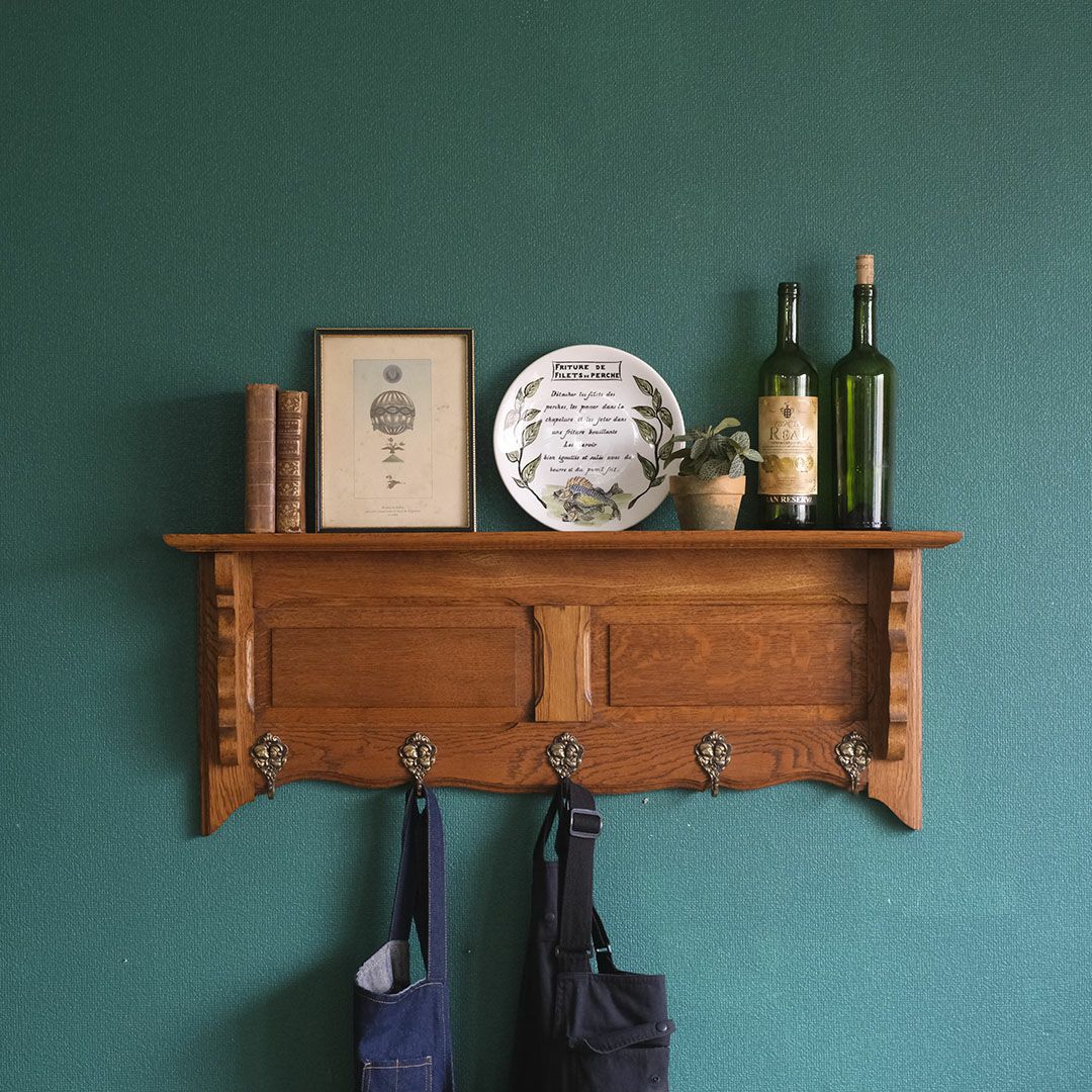 アンティークウォールシェルフ フックボード フランス 5連フック アンティーク家具