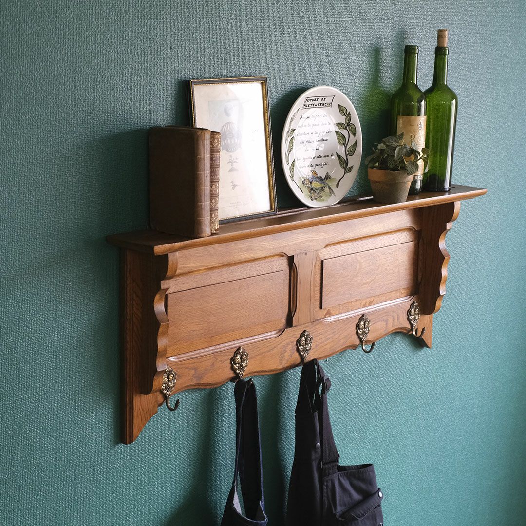 アンティークウォールシェルフ フックボード フランス 5連フック アンティーク家具1