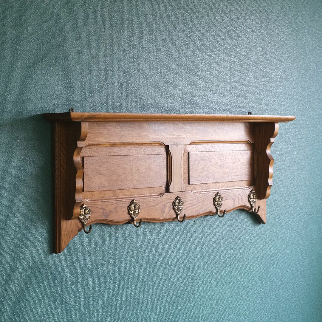 アンティークウォールシェルフ フックボード フランス 5連フック アンティーク家具3