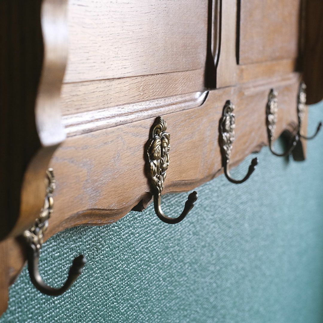 アンティークウォールシェルフ フックボード フランス 5連フック アンティーク家具6