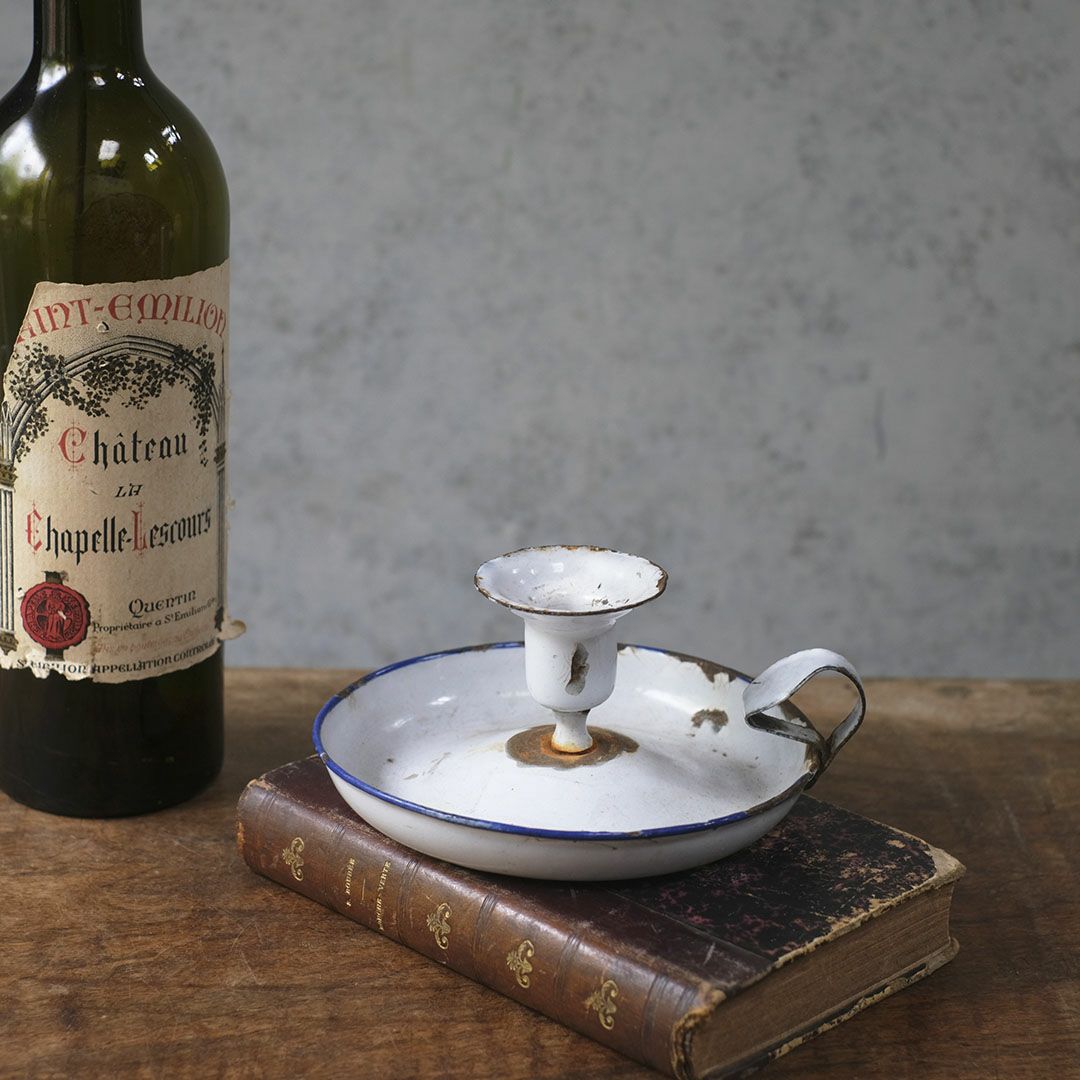アンティークキャンドルホルダー 琺瑯 フランス チャンバースティック