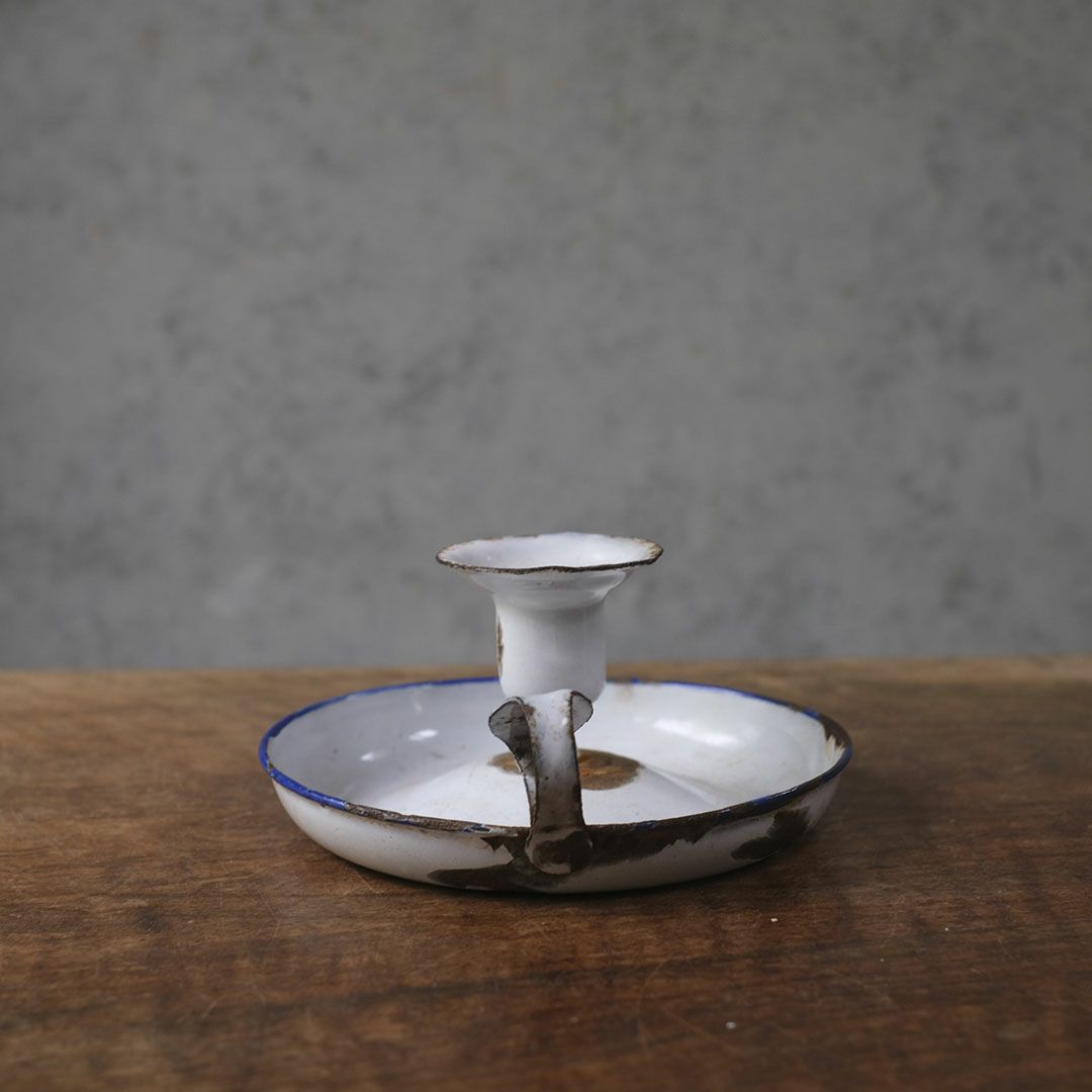 アンティークキャンドルホルダー 琺瑯 フランス チャンバースティック1