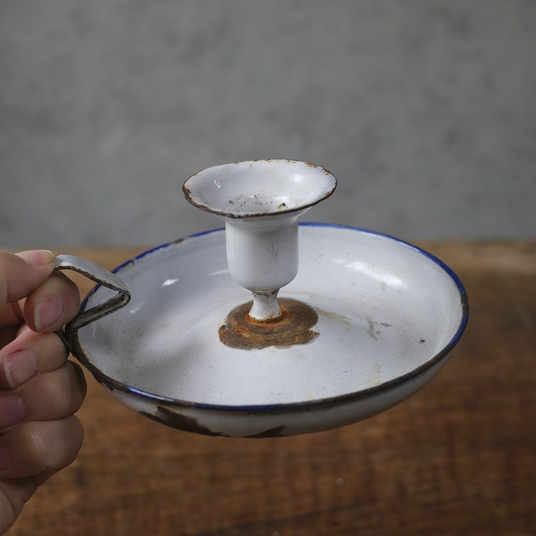 アンティークキャンドルホルダー 琺瑯 フランス チャンバースティック2