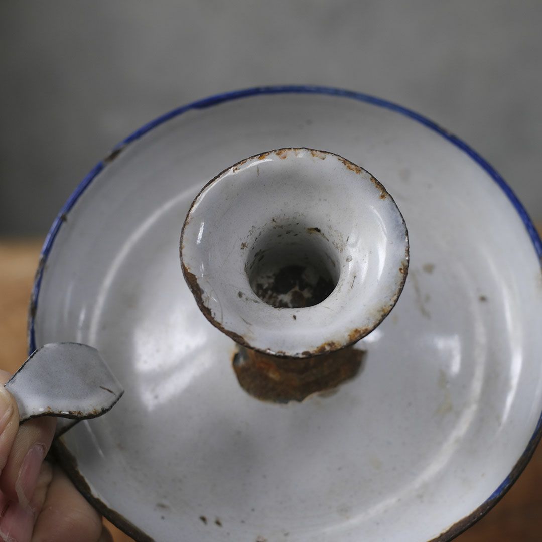 アンティークキャンドルホルダー 琺瑯 フランス チャンバースティック4