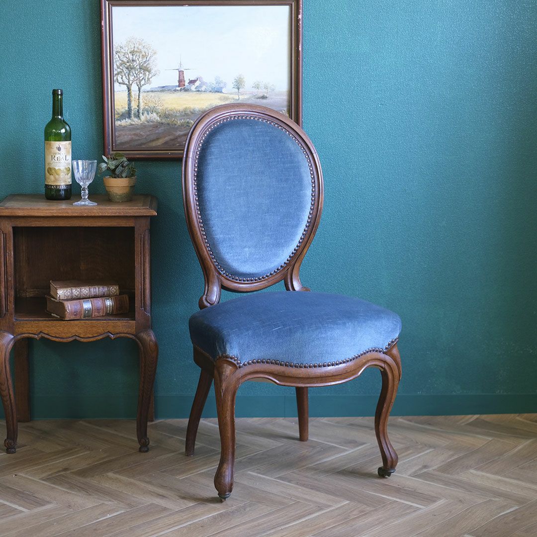 アンティークサロンチェア 青 椅子 フランス アンティーク家具1