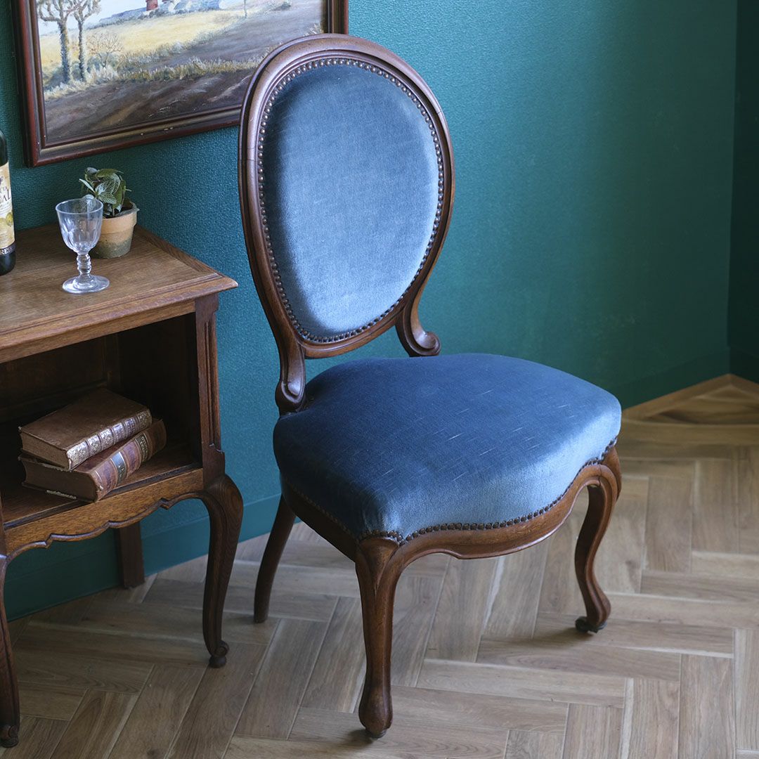 アンティークサロンチェア 青 椅子 フランス アンティーク家具2