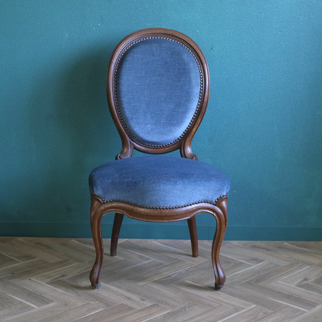 アンティークサロンチェア 青 椅子 フランス アンティーク家具3