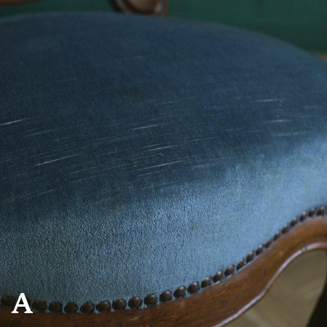 アンティークサロンチェア 青 椅子 フランス アンティーク家具10