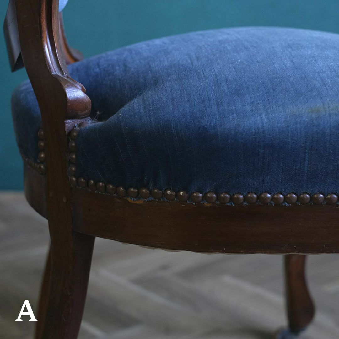 アンティークサロンチェア 青 椅子 フランス アンティーク家具12