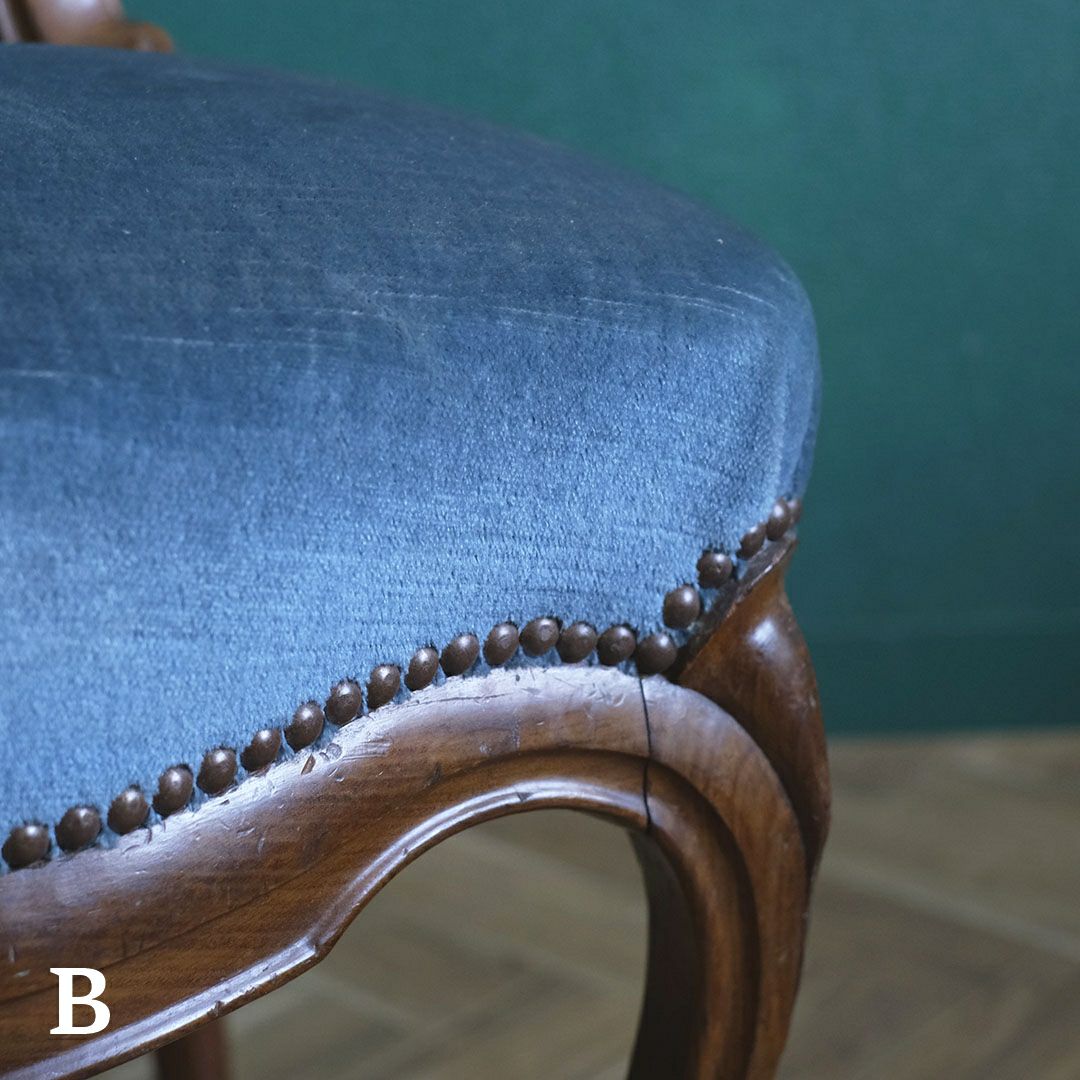 アンティークサロンチェア 青 椅子 フランス アンティーク家具20