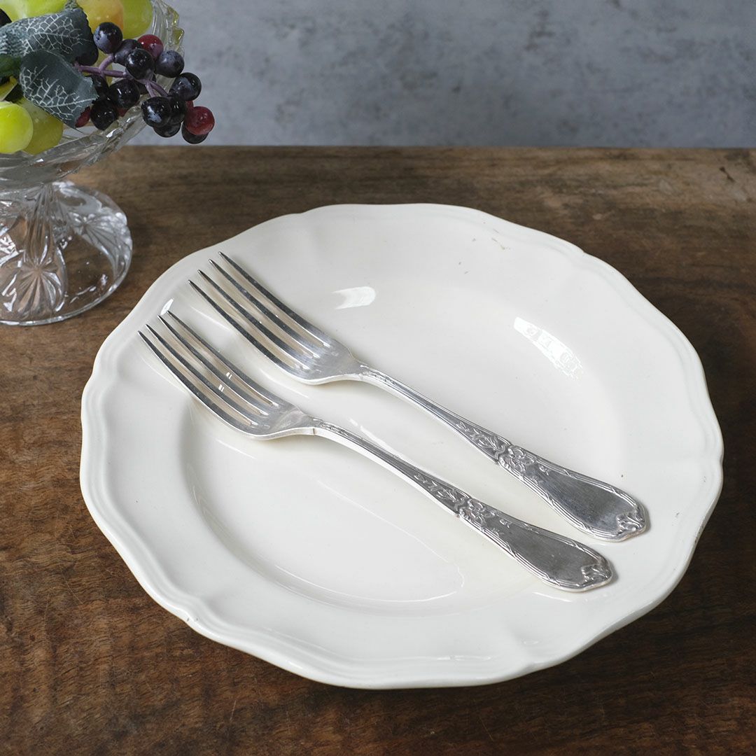 アンティーク ディナーフォーク フランス シルバープレート カトラリー ロココ様式