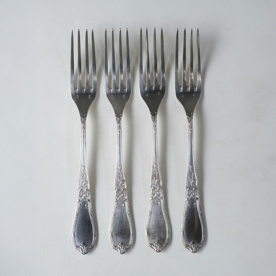 アンティーク ディナーフォーク フランス シルバープレート カトラリー ロココ様式1