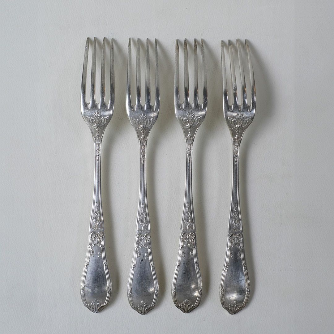 アンティーク ディナーフォーク フランス シルバープレート カトラリー ロココ様式2