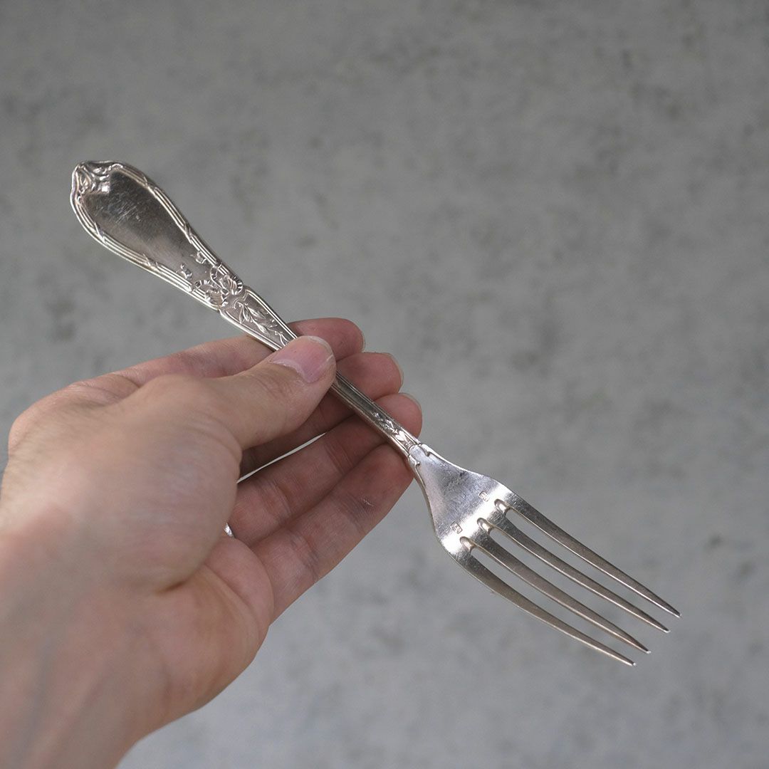 アンティーク ディナーフォーク フランス シルバープレート カトラリー ロココ様式3