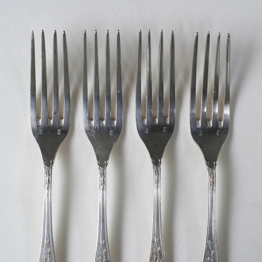 アンティーク ディナーフォーク フランス シルバープレート カトラリー ロココ様式5