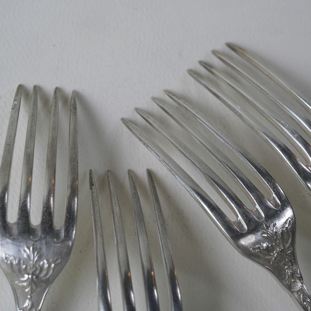 アンティーク ディナーフォーク フランス シルバープレート カトラリー ロココ様式7