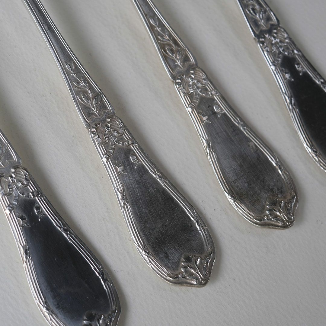 アンティーク ディナーフォーク フランス シルバープレート カトラリー ロココ様式8