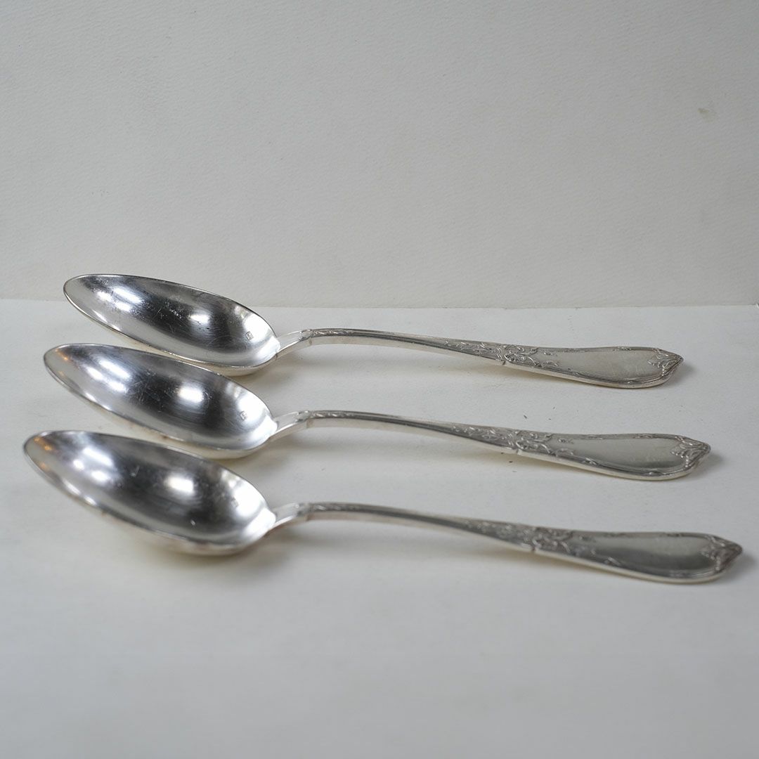 アンティーク ディナースプーン フランス シルバープレート カトラリー リボン ロココ様式2