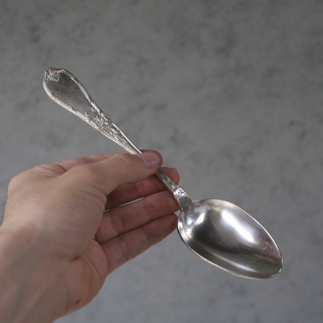 アンティーク ディナースプーン フランス シルバープレート カトラリー リボン ロココ様式3