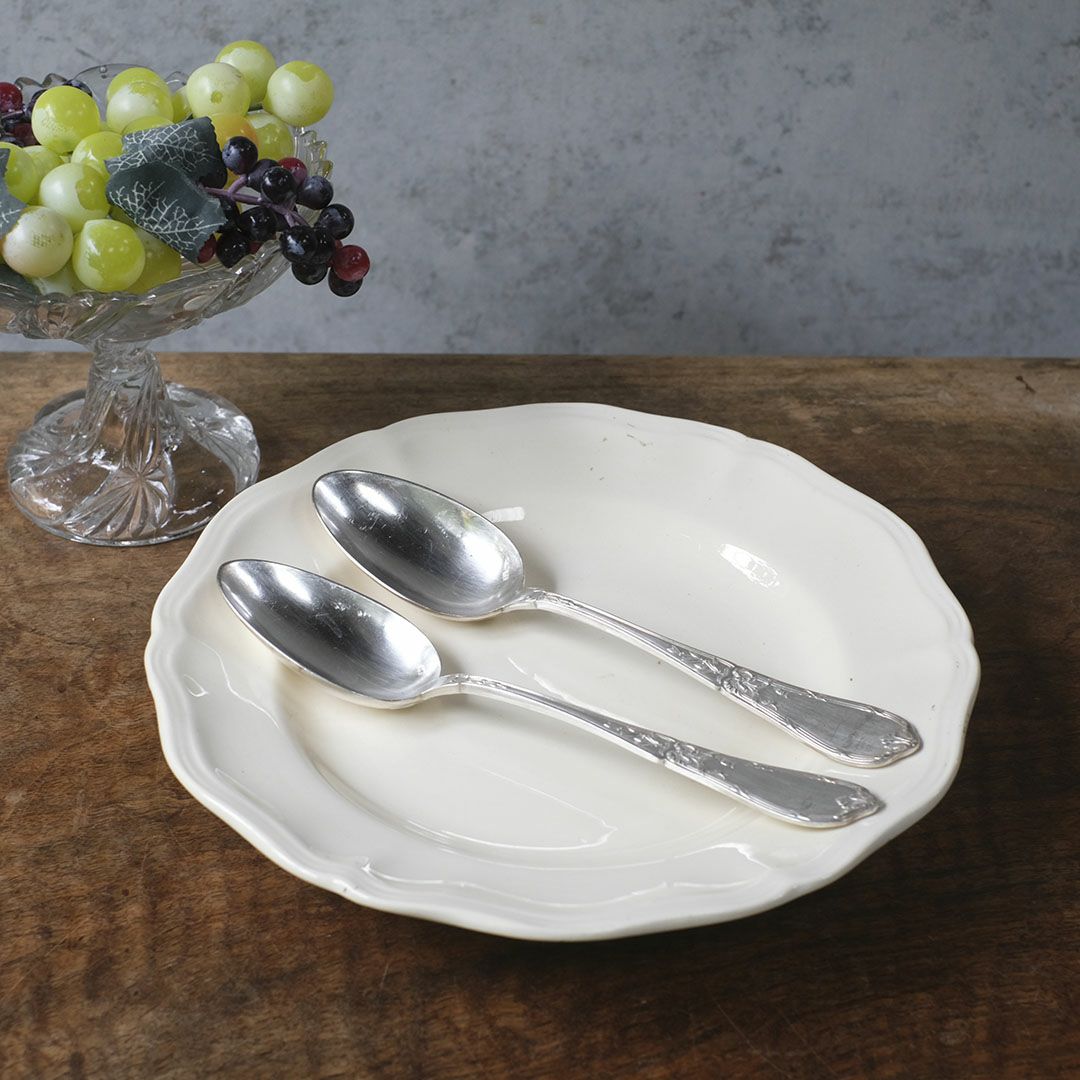 アンティーク ディナースプーン フランス シルバープレート カトラリー リボン ロココ様式8