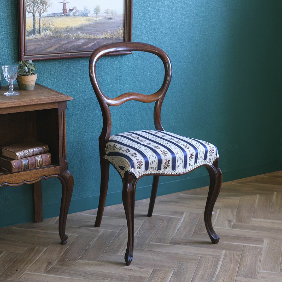  アンティークチェア ストライプ フランス 椅子 アンティーク家具