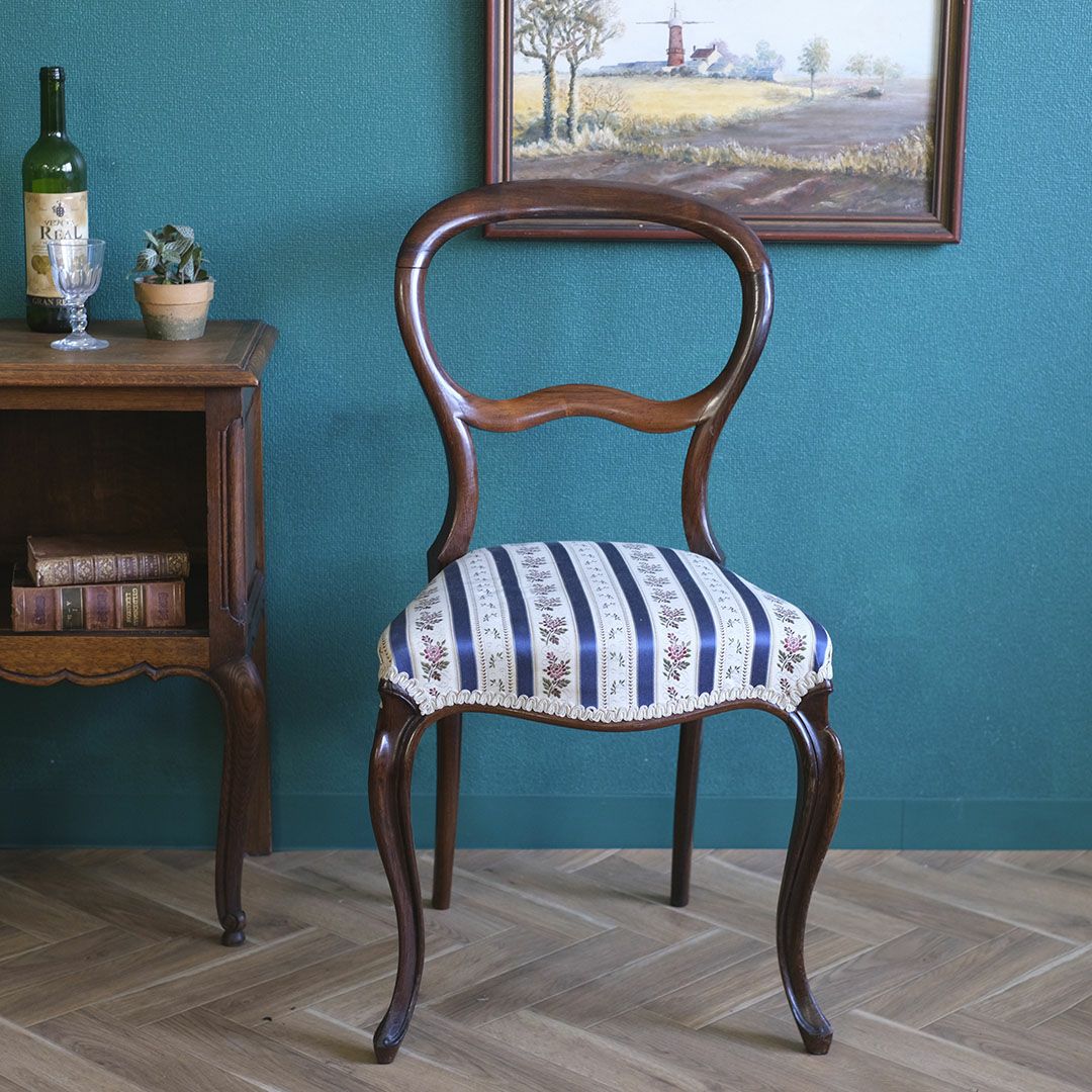  アンティークチェア ストライプ フランス 椅子 アンティーク家具1