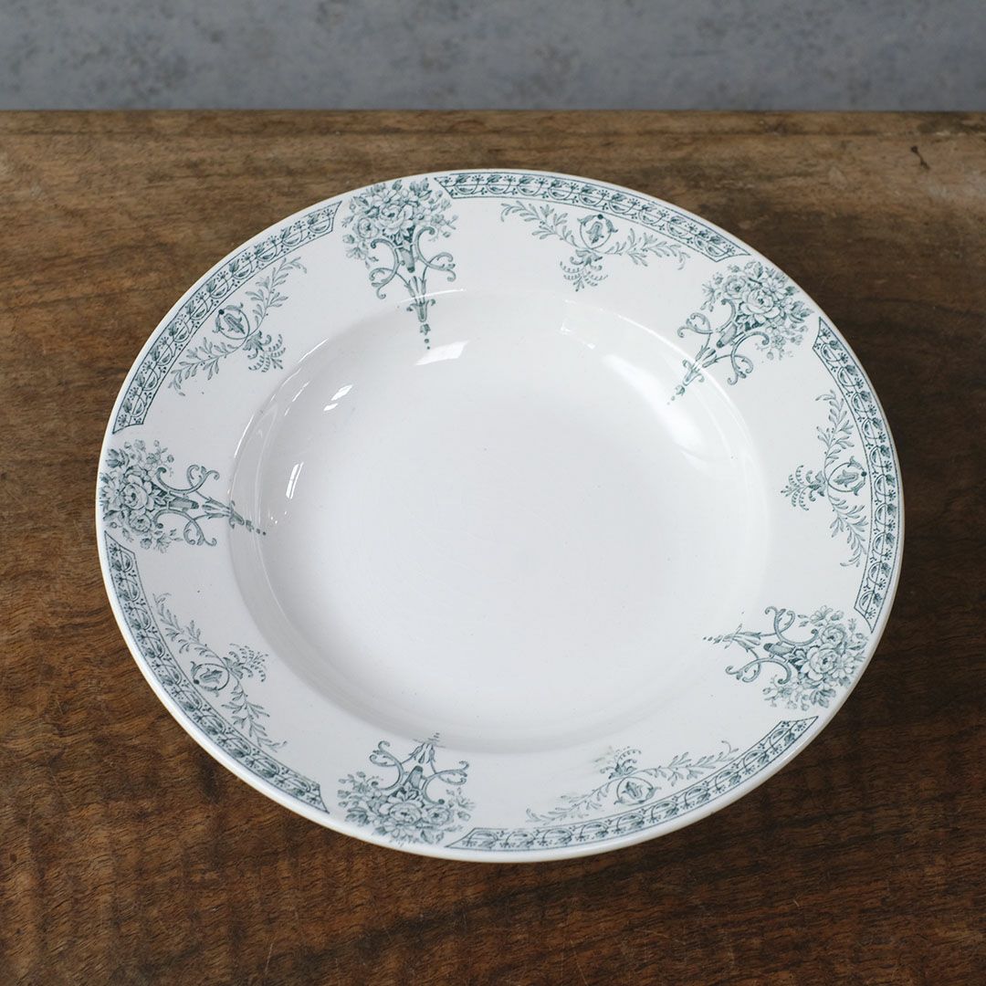 フランス K&G緑の花柄プレート