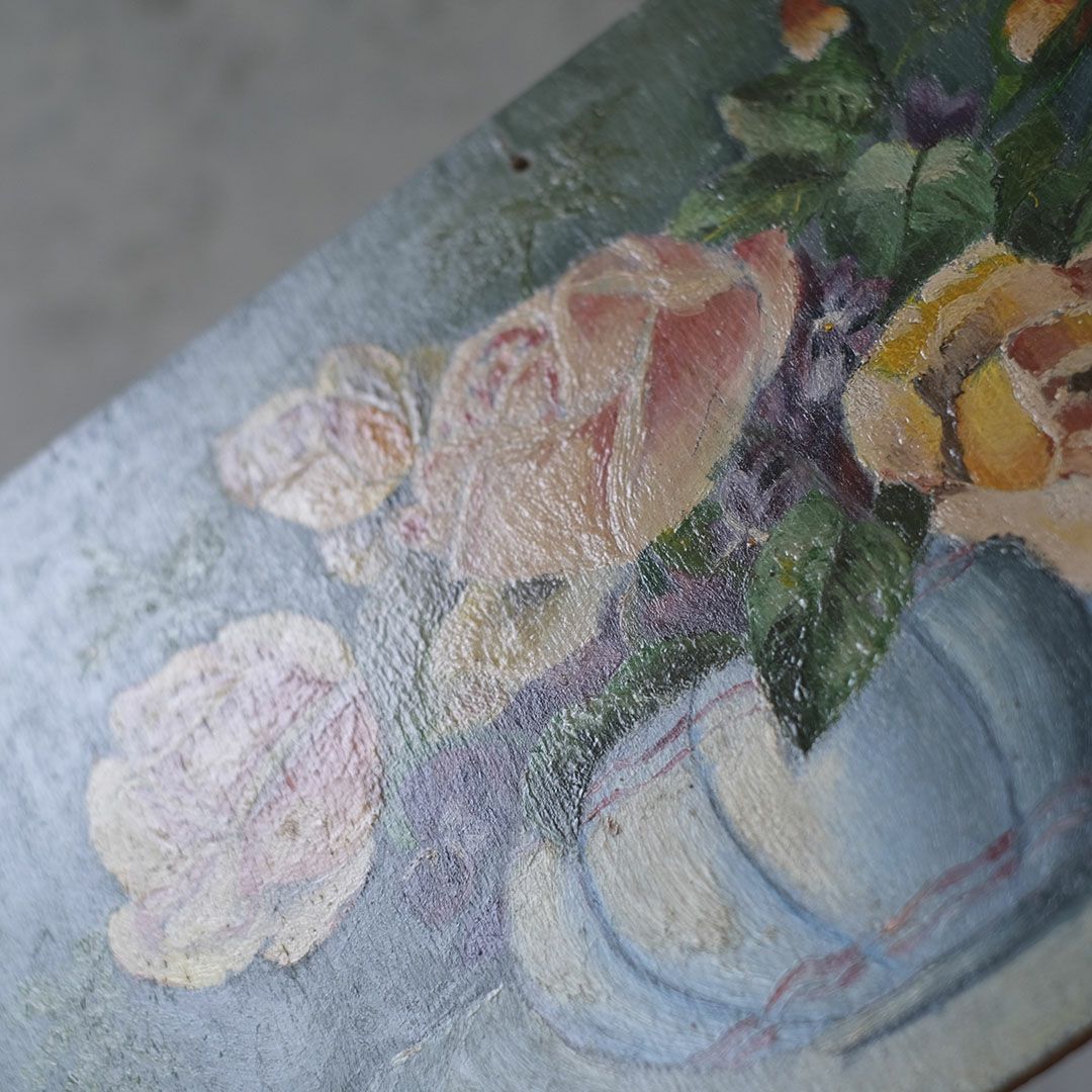 アンティーク油絵 薔薇 フランス 絵画4