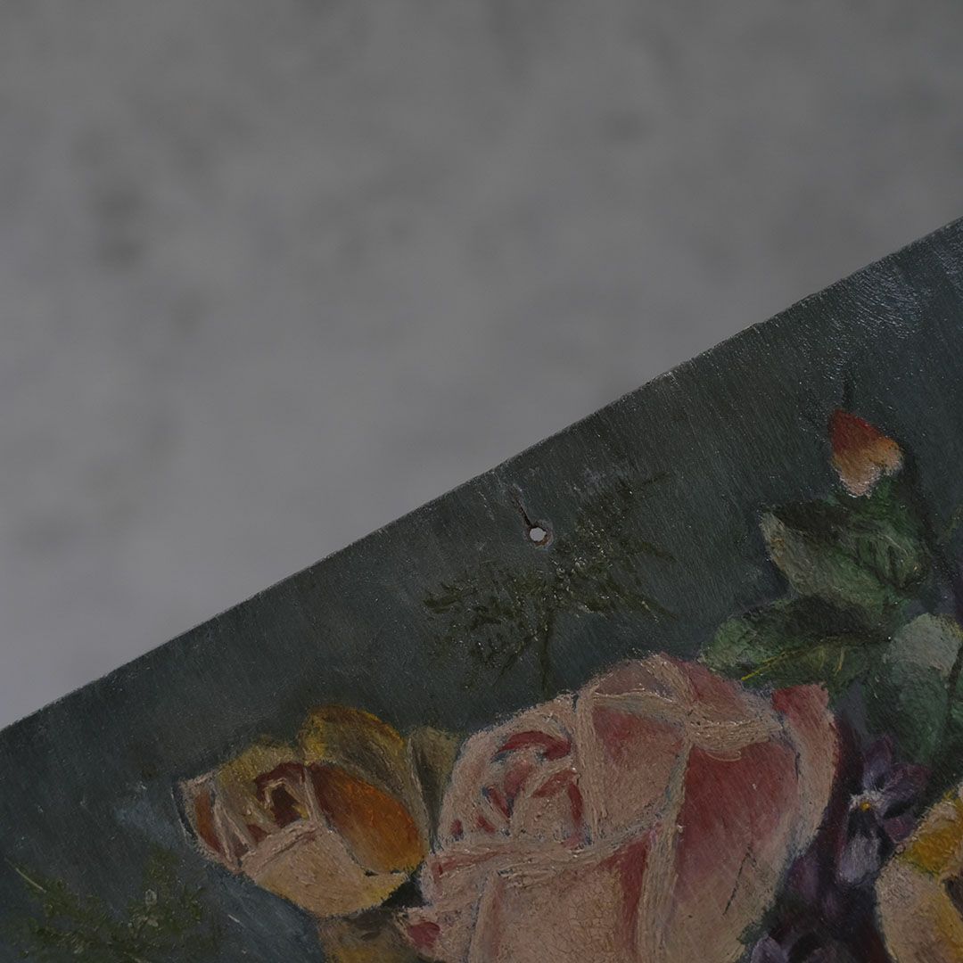 アンティーク油絵 薔薇 フランス 絵画5
