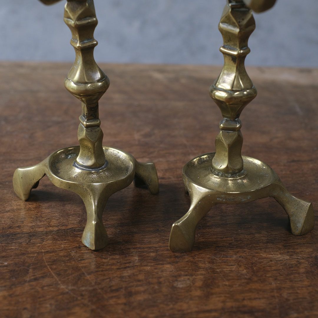 アンティークキャンドルホルダー 真鍮ペア 燭台 イギリス 鳥装飾6