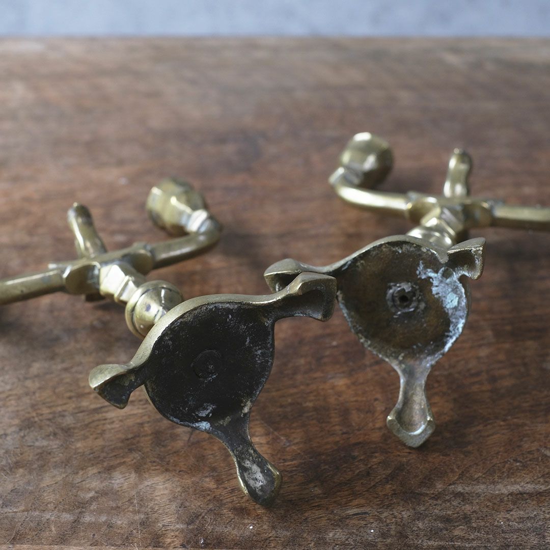 アンティークキャンドルホルダー 真鍮ペア 燭台 イギリス 鳥装飾7