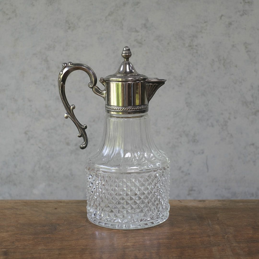 アンティーククラレットジャグ シルバープレート イギリス ガラスの水差し2