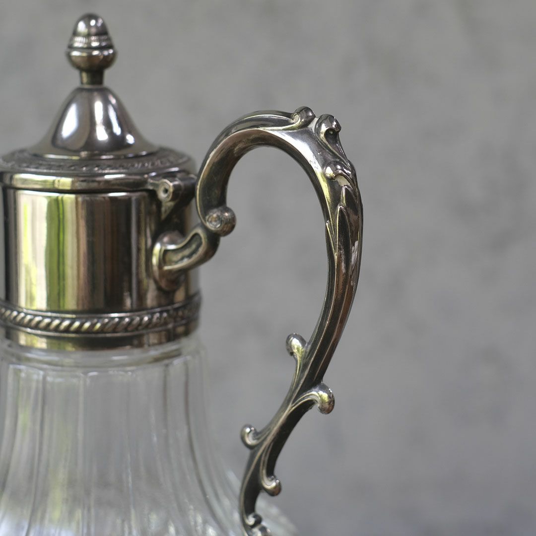 アンティーククラレットジャグ シルバープレート イギリス ガラスの水差し6