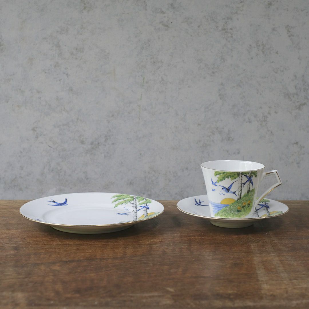 ヴィンテージティーカップ＆ソーサ トリオ 燕 チェコスロバキア3