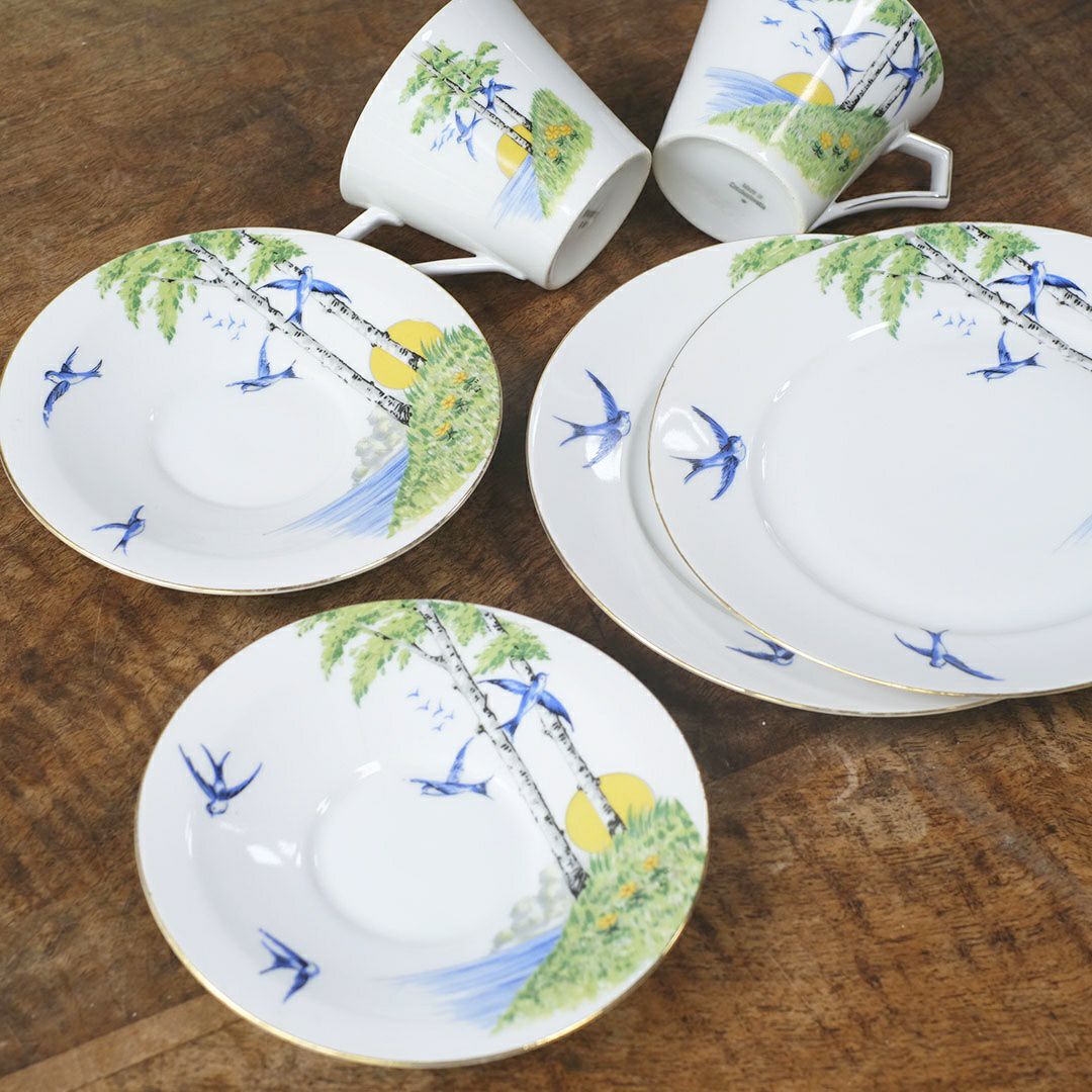 ヴィンテージティーカップ＆ソーサ トリオ 燕 チェコスロバキア6