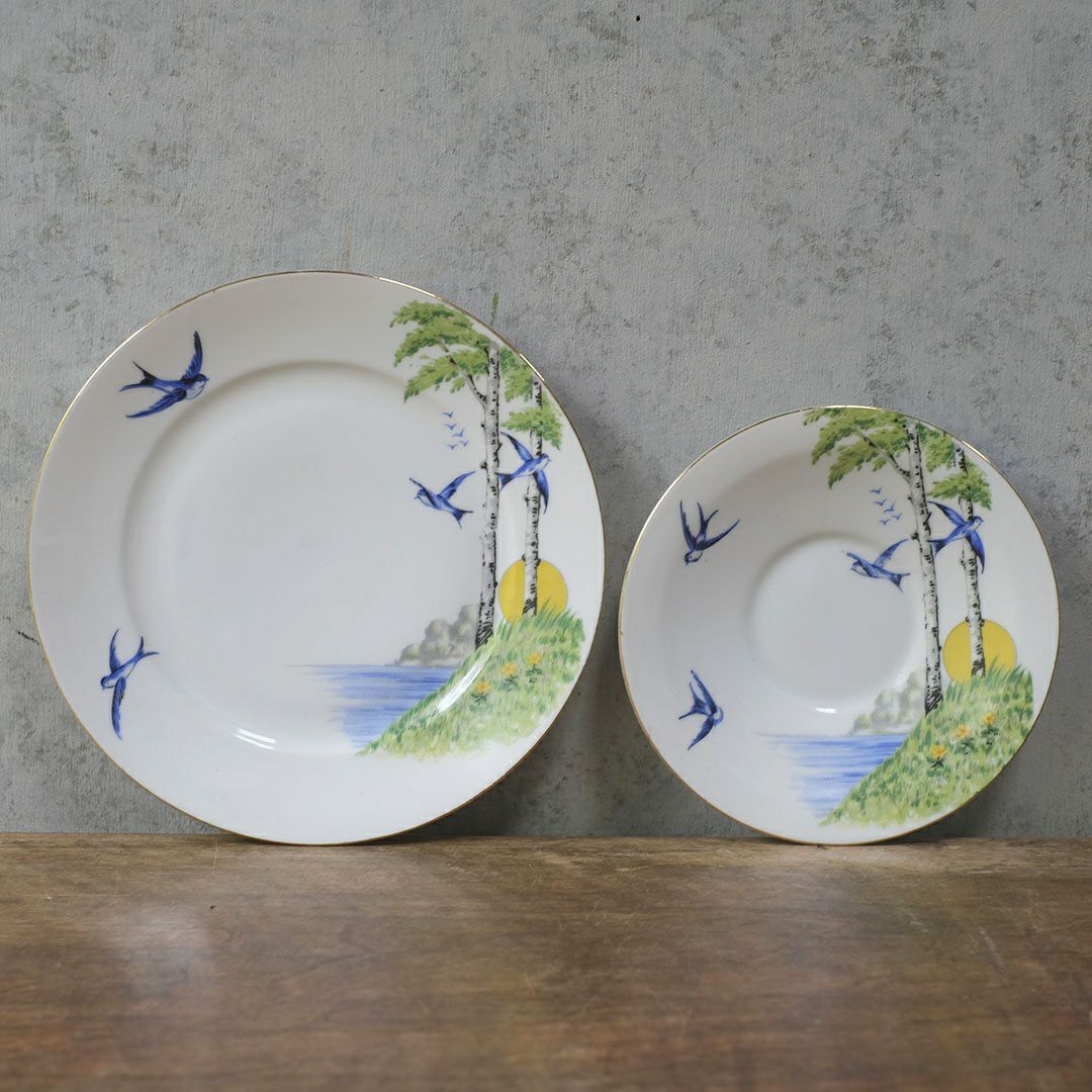 ヴィンテージティーカップ＆ソーサ トリオ 燕 チェコスロバキア10