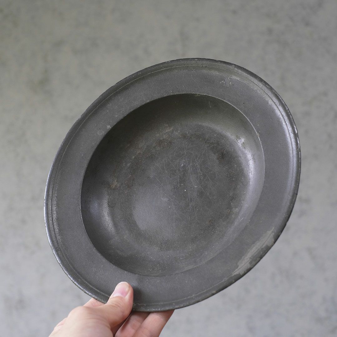 アンティークエタンプレート フランス 19世紀の錫製皿3