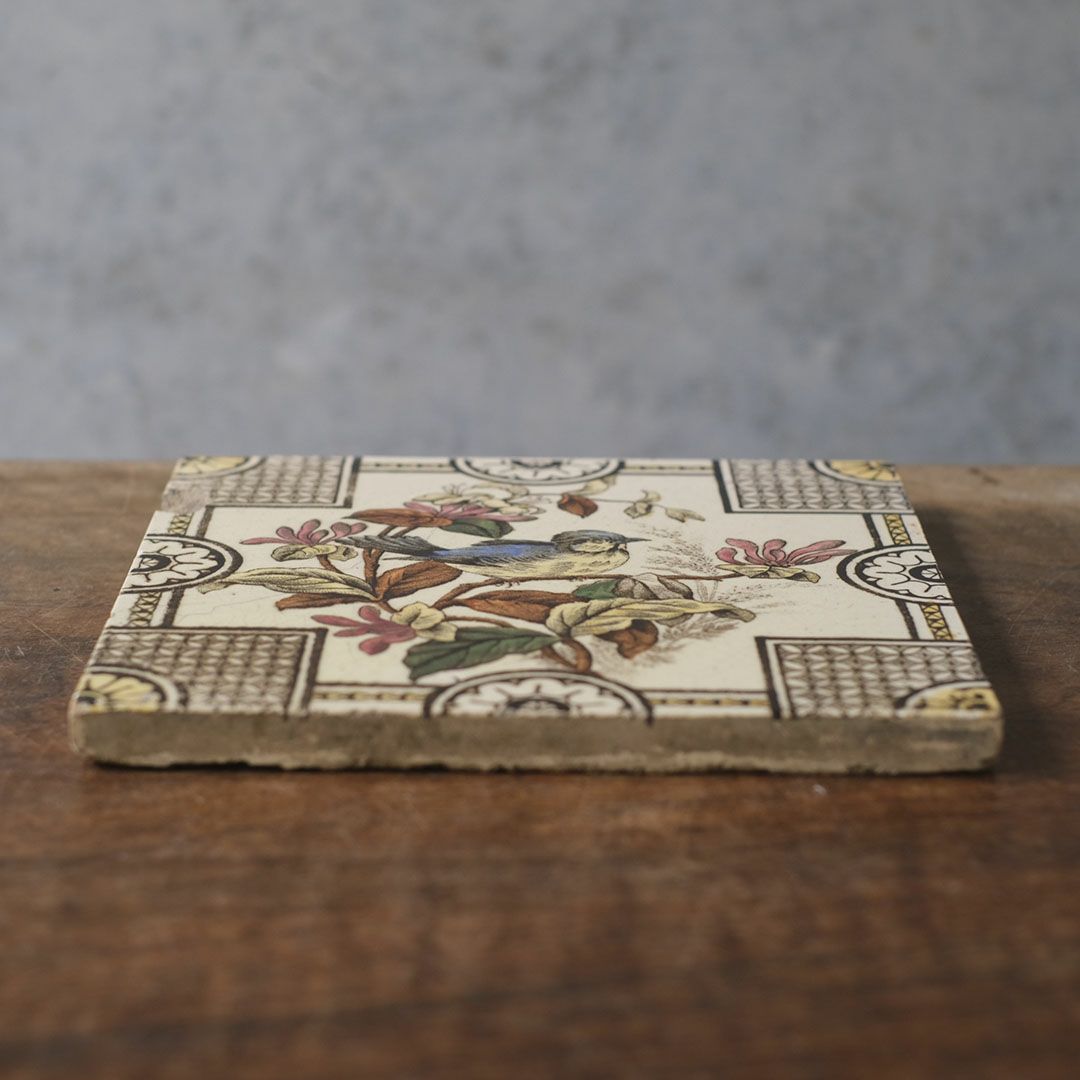 アンティークタイル 鳥 イギリス ヴィクトリア時代 手作りの陶器タイル3