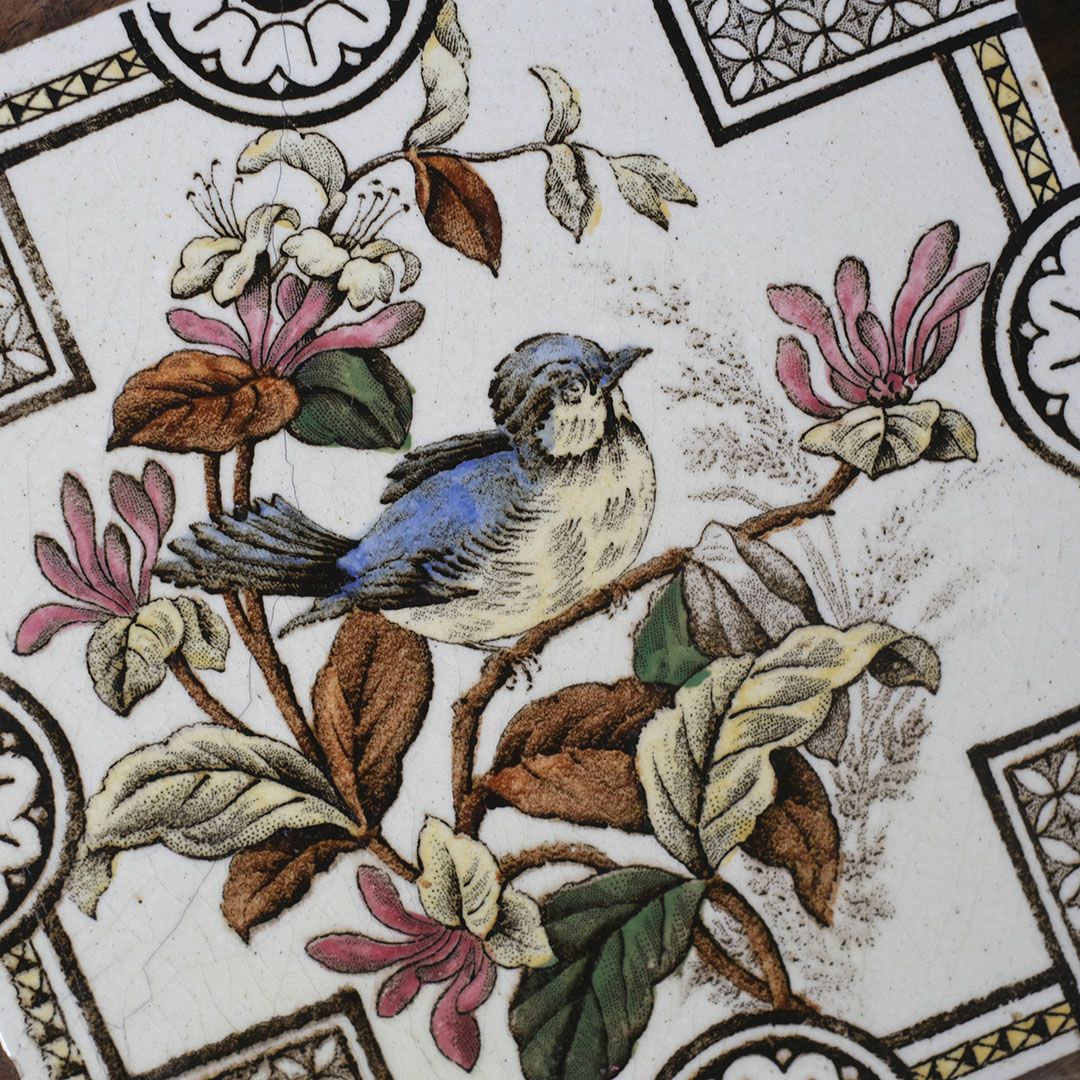 アンティークタイル 鳥 イギリス ヴィクトリア時代 手作りの陶器タイル4