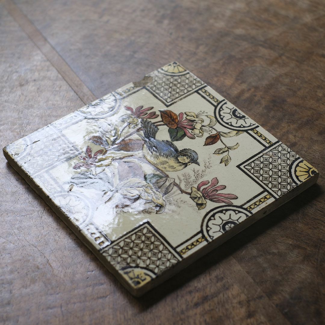 アンティークタイル 鳥 イギリス ヴィクトリア時代 手作りの陶器タイル5