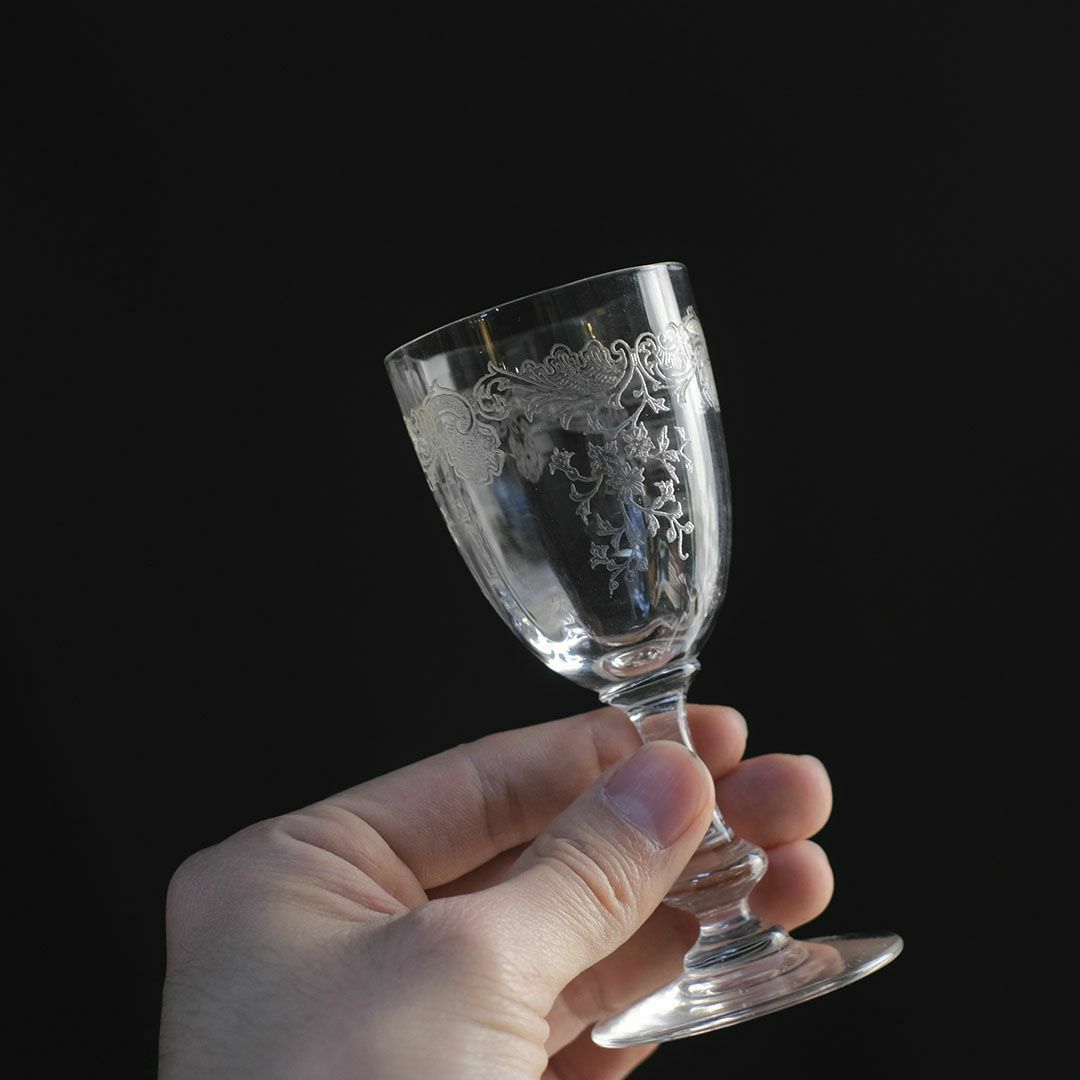 アンティーク オールドバカラ 百合の紋章(フルール・ド・リス) クリスタルグラス フランス2