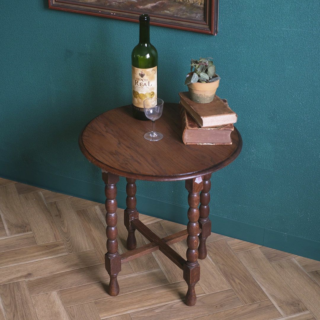 アンティーク サイドテーブル 丸天板 イギリス バリーツイスト アンティーク家具1