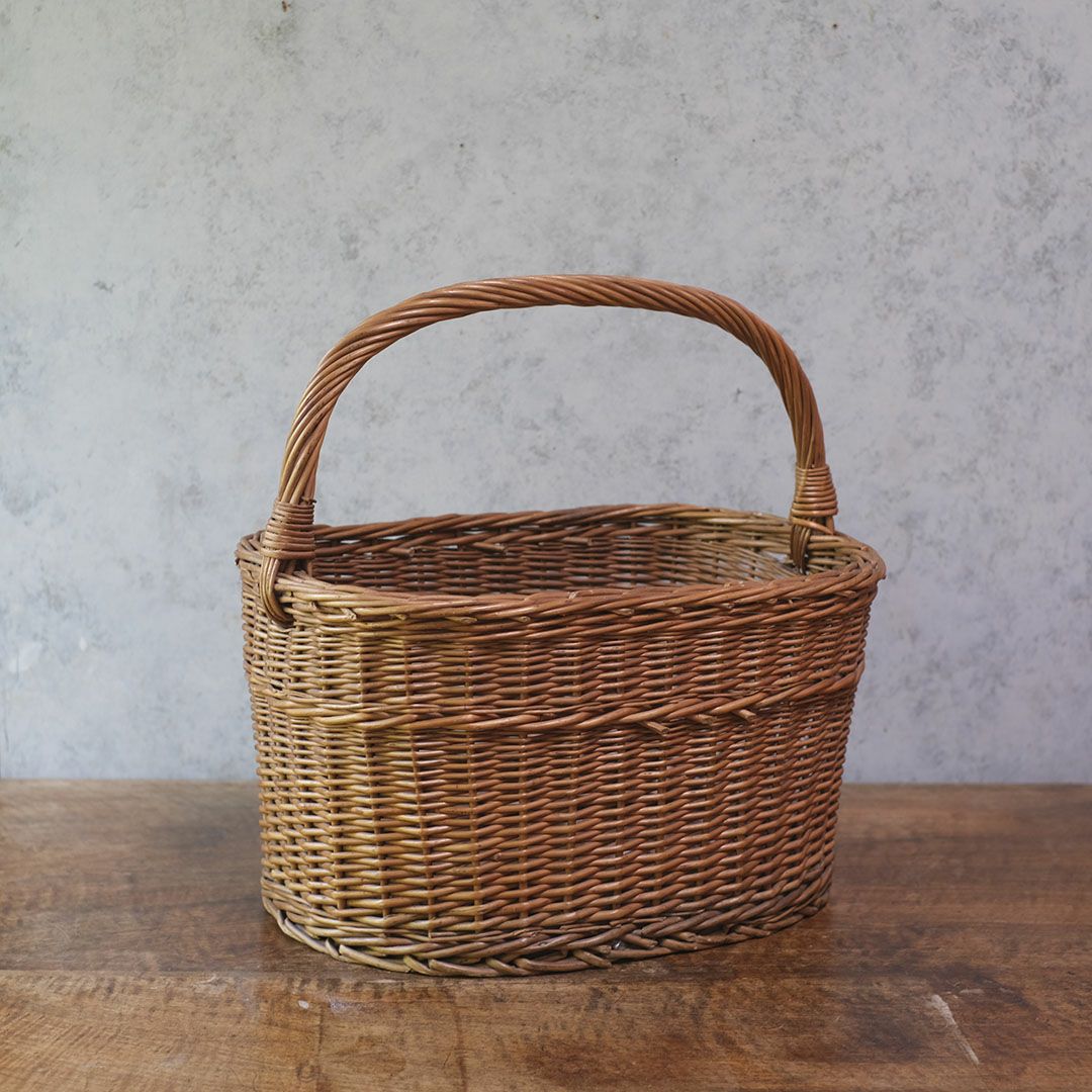 ヴィンテージバスケット イギリス ナチュラルな手編みかごバスケット2