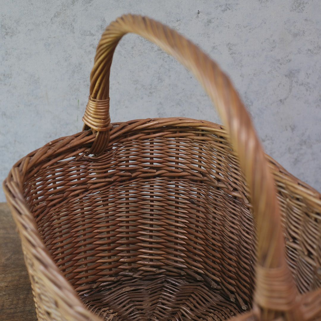 ヴィンテージバスケット イギリス ナチュラルな手編みかごバスケット5